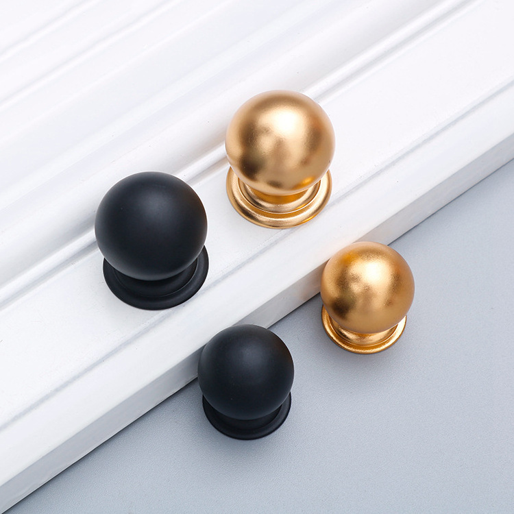 Wholesale cabinet furniture hardware knob mini dresser drawer wardrobe door gold black cylinder round Zinc alloy handle knobs