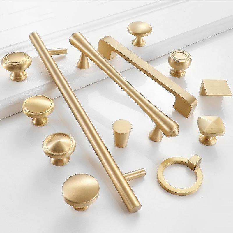 Wholesale Nordic Modern Style Simple Gold Furniture Drawer Knob Kitchen Cabinet Handles Brass Cabinets Pull Handles