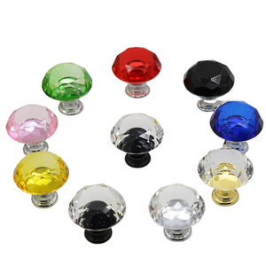 Manufacturer Luxury Diamond Glass Handle Modern Simple Low Price Cabinet Drawer Clear Wardrobe Crystal Knobs