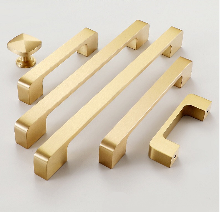 Wholesale Nordic Modern Style Simple Gold Furniture Drawer Knob Kitchen Cabinet Handles Brass Cabinets Pull Handles