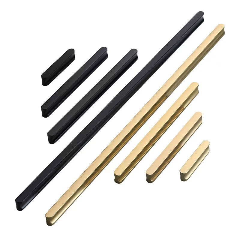 aluminium alloy long pulls 96 - 960mm furniture cabinet dresser wardrobe drawer door gold / black modern long pull handle