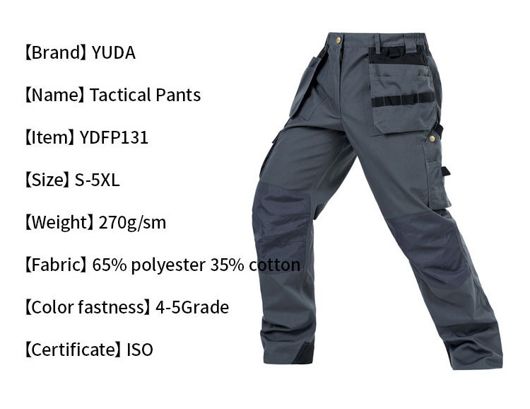 Yuda Custom Tactical Pants Security Guard Uniform Workwear Multi Pockets Mens Tactical Cargo Pants