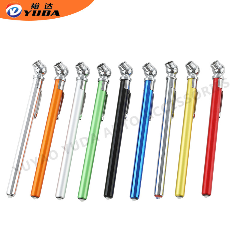 Mini pocket Pencil Tyre pressure air gauge 0-50psi mental body plastic chuck for vehicle tools