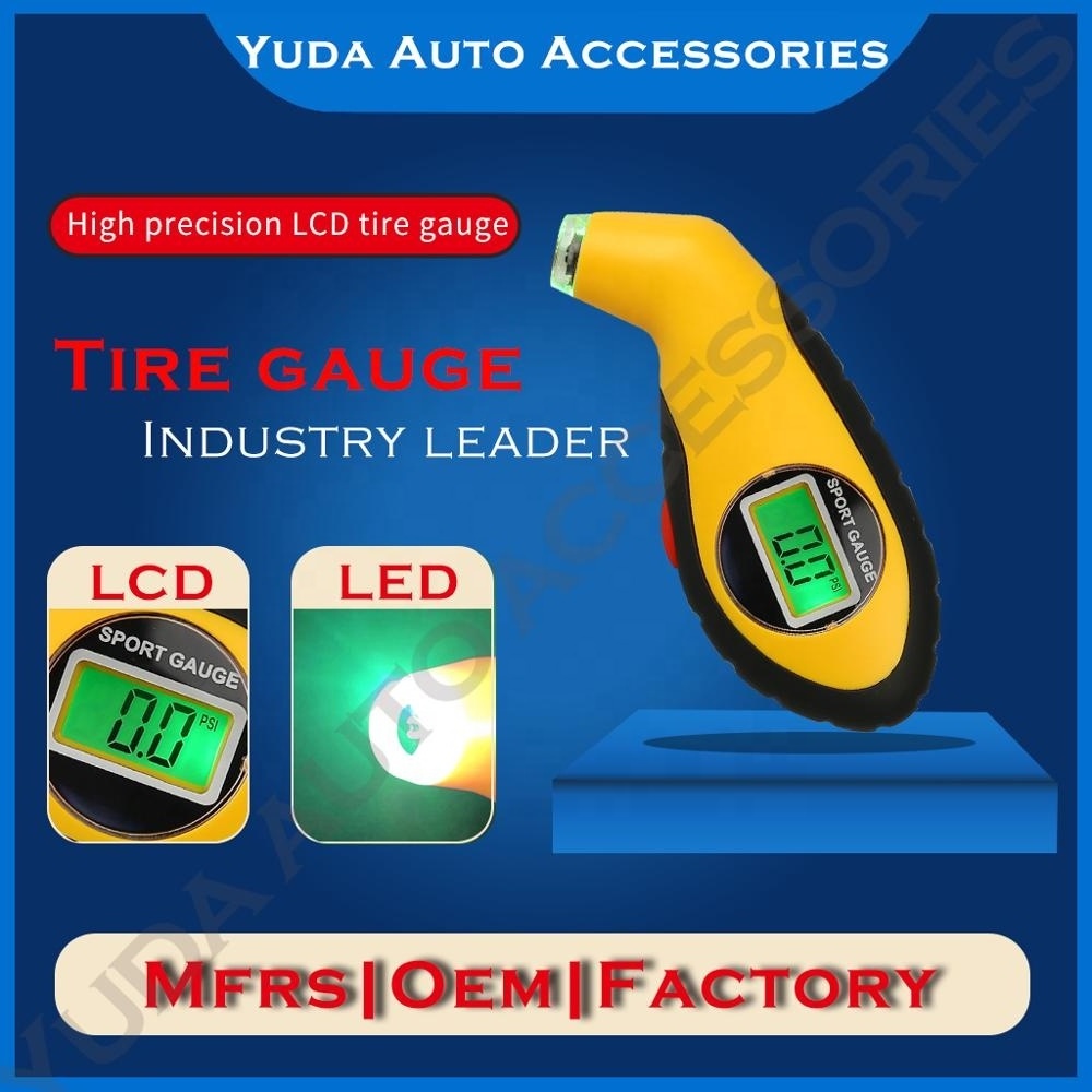 LCD Tire Gauges  For Car Truck Bicycle with Backlit LCD and Non-Slip Grip Tyre Pressure Gauge