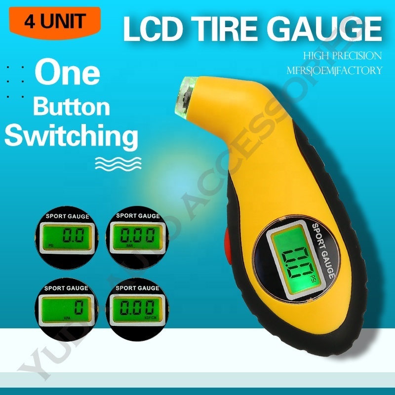 LCD Tire Gauges  For Car Truck Bicycle with Backlit LCD and Non-Slip Grip Tyre Pressure Gauge