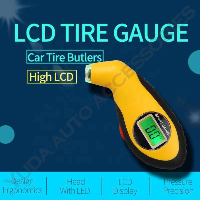 LCD Tire Gauges  For Car Truck Bicycle with Backlit LCD and Non-Slip Grip Tyre Pressure Gauge