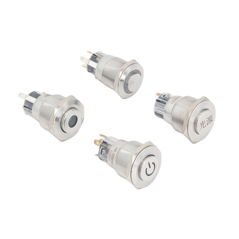 16mm Metal pushbutton switch,5 pin 6 pin momentary / latching push button on off led switch  with lamp IP67