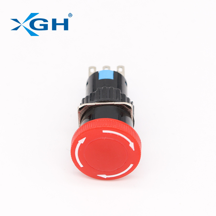 LA16-16Y-11ZS/R 16MM High Quality Lock Rotation Release Emergency Stop Push Button Switch