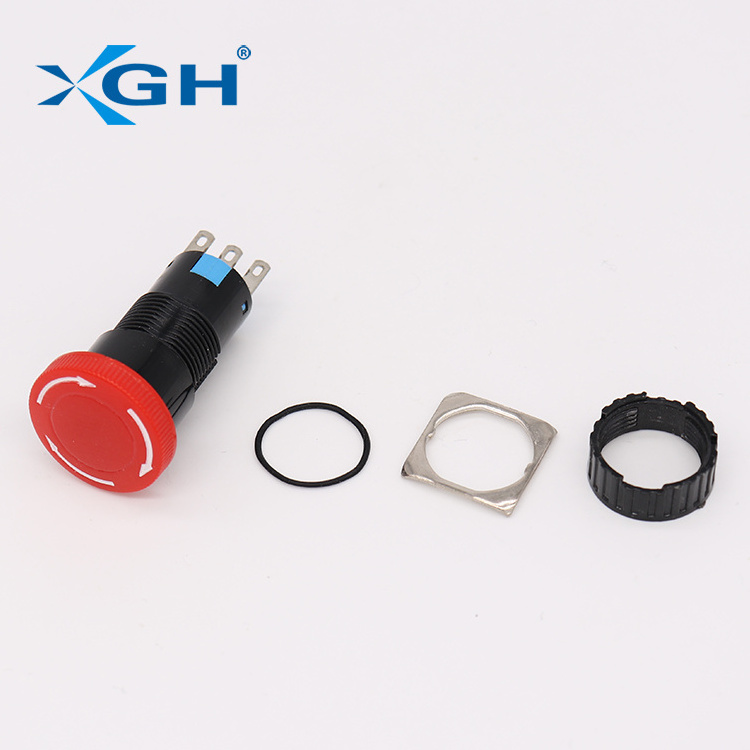 LA16-16Y-11ZS/R 16MM High Quality Lock Rotation Release Emergency Stop Push Button Switch