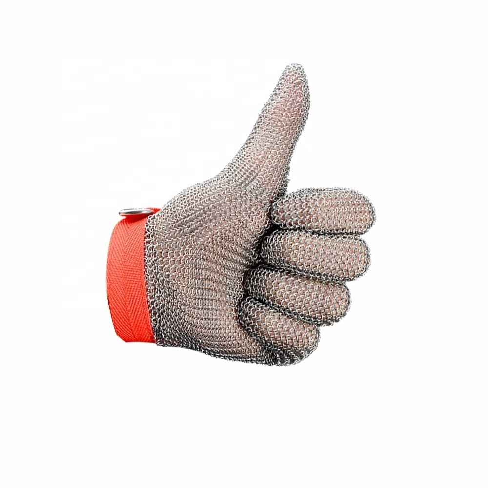 GG1008A Stainless steel ring mesh meat cutting gloves