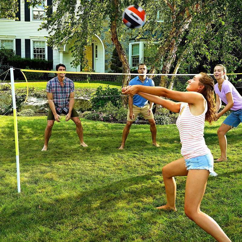 Custom Length Volleyball Net and Ball Set, Portable Stand With Net Set Equipment Standard Poles