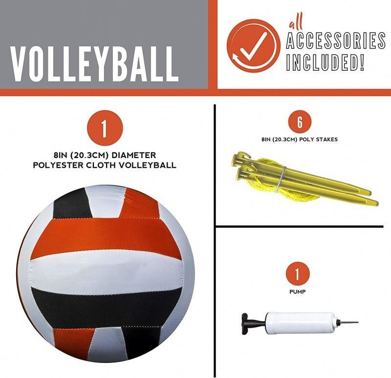 Custom Length Volleyball Net and Ball Set, Portable Stand With Net Set Equipment Standard Poles