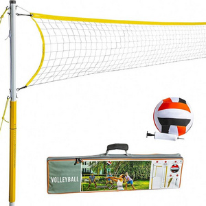 Custom Length Volleyball Net and Ball Set, Portable Stand With Net Set Equipment Standard Poles