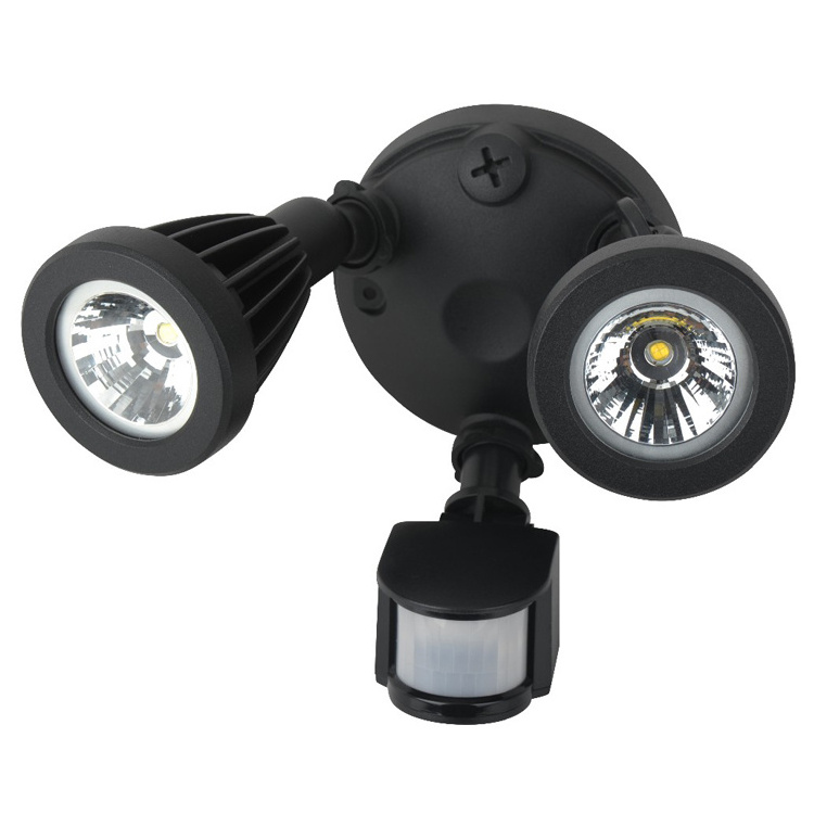 Double Heads 24W 2700-6500K Die-cast Aluminum outdoor flood fixture pir security motion sensor led street light