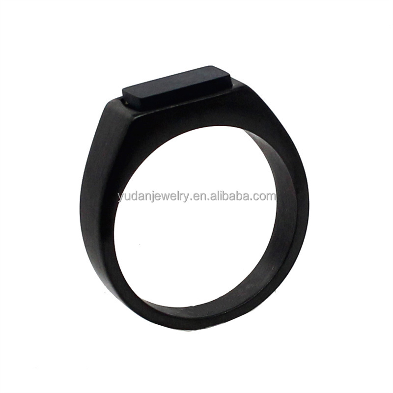 Mens Black Onyx Rings Stainless Steel Square Agate Signet Rings for Men Dad Father Jewelry Gift