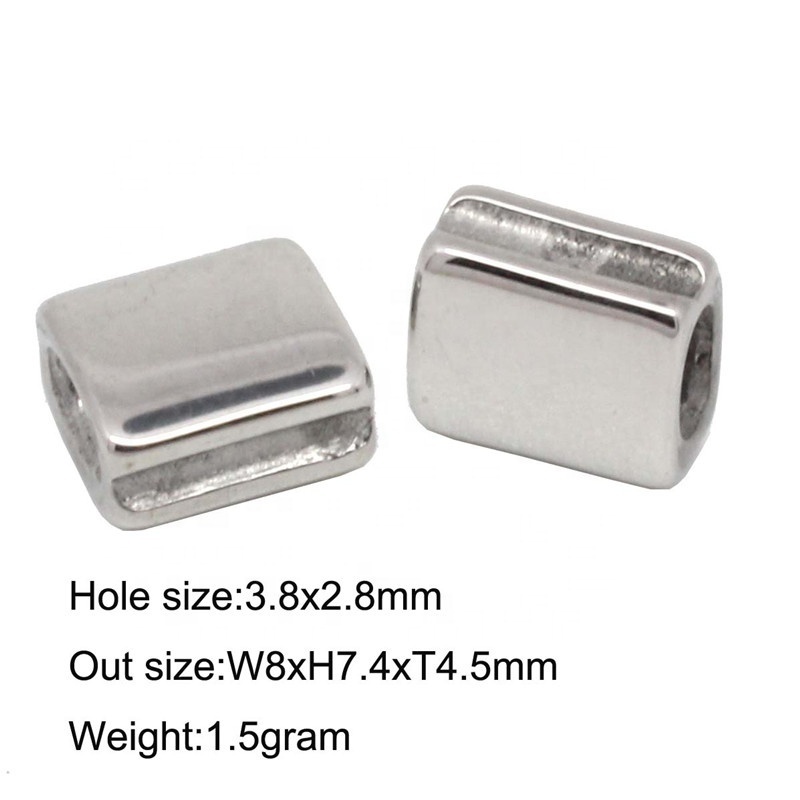 Wholesale Custom Stainless Steel Square Logo Bead