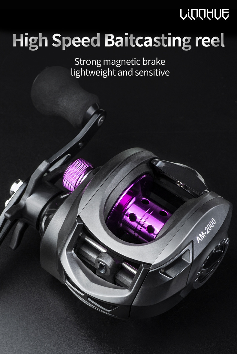 LINNHUE Baitcasting Reel AM2000 7.2:1 Gear Ratio Fishing Reel 8KG Max Drag N42 Neodymium Magnet Saltwater Reel Fishing Pesca