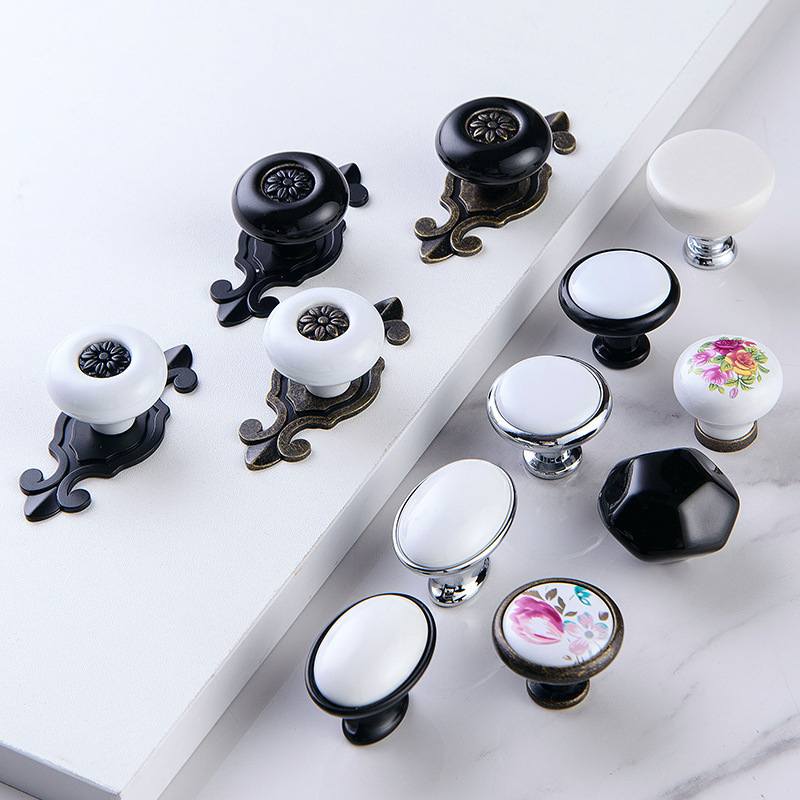 Home accessories pastoral modern style dresser handle European Kitchen cabinet door knob ceramic decorative drawer knob and pull