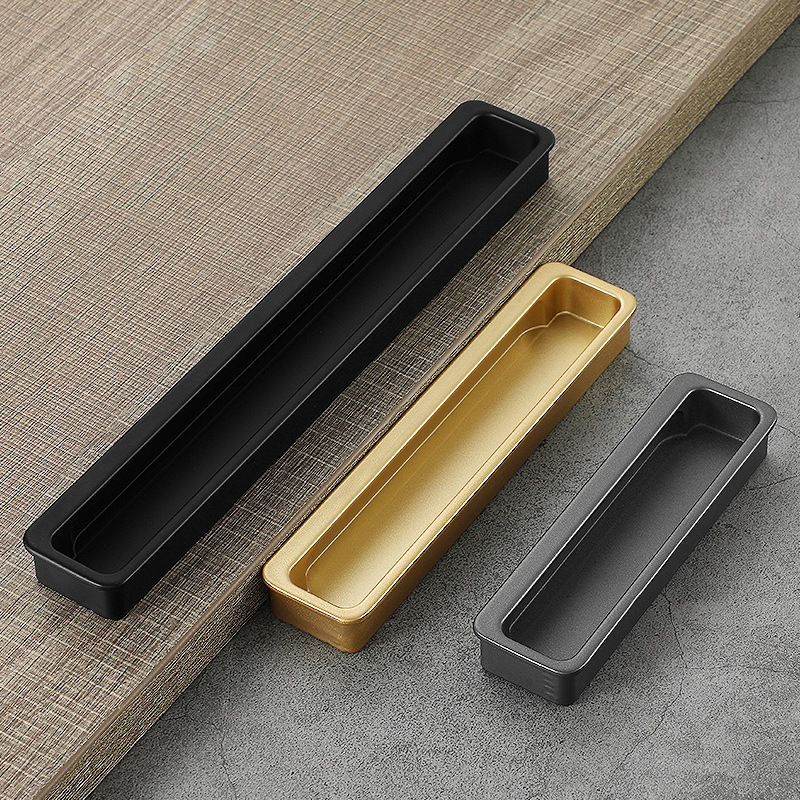 Wholesale concealed pull handles gold black aluminum hidden cabinet handles recessed bedroom furniture drawer pull handles