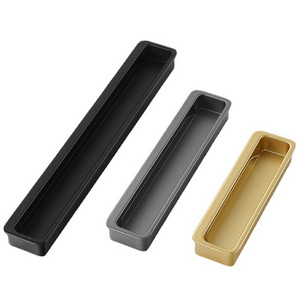 Wholesale concealed pull handles gold black aluminum hidden cabinet handles recessed bedroom furniture drawer pull handles