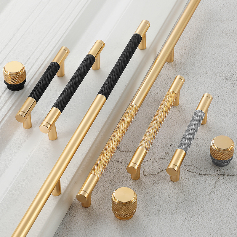 China factory simple luxury wardrobe drawer handle brush gold kitchen cabinet handle and knobs for furniture hardware