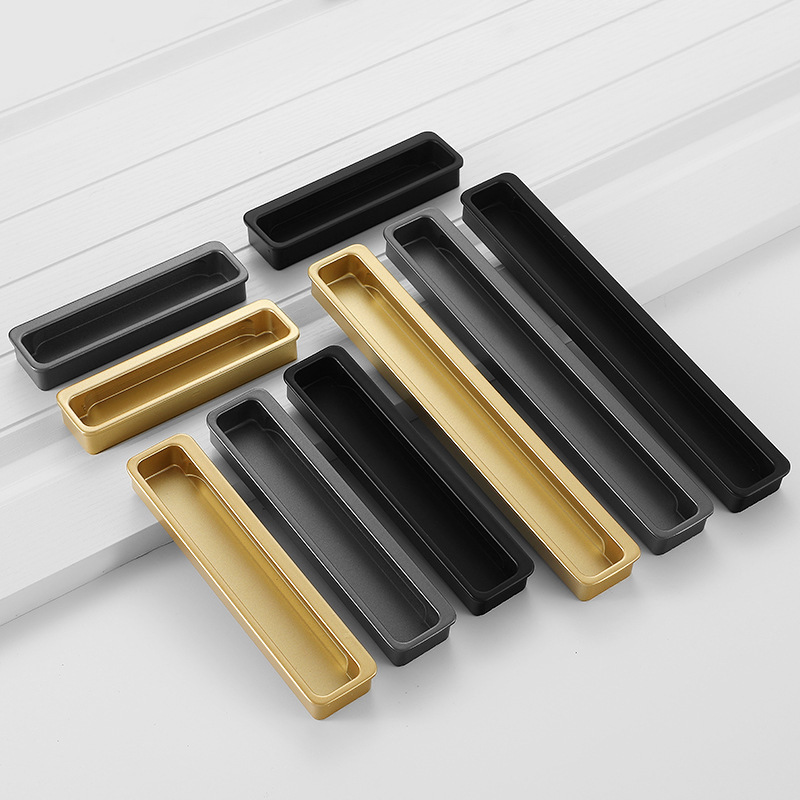 Wholesale concealed pull handles gold black aluminum hidden cabinet handles recessed bedroom furniture drawer pull handles