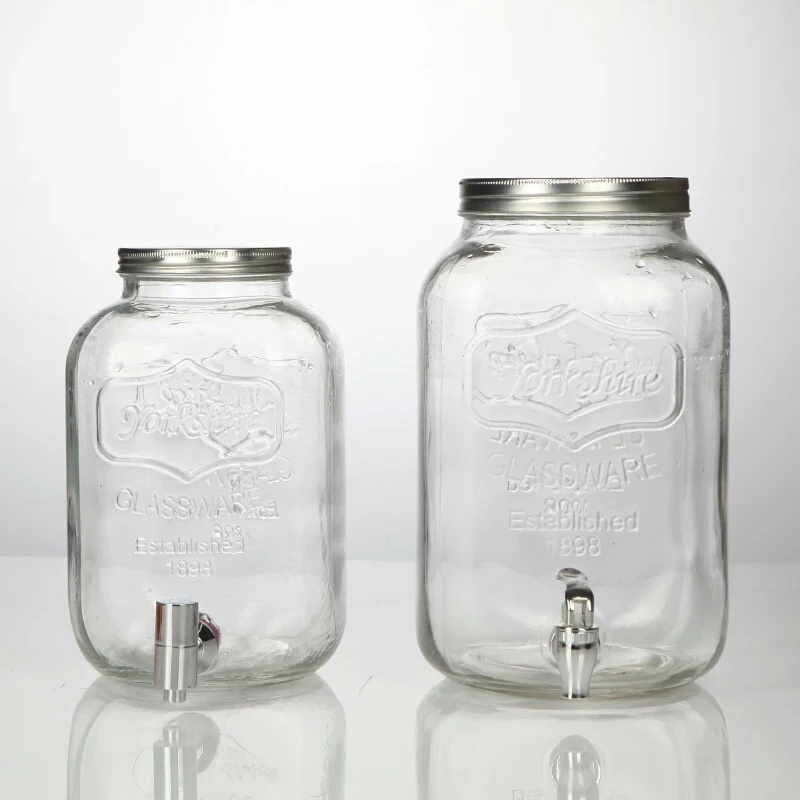 drink glass dispenser with 4 set mason jar with handle and glass jar with metal lid and sraw