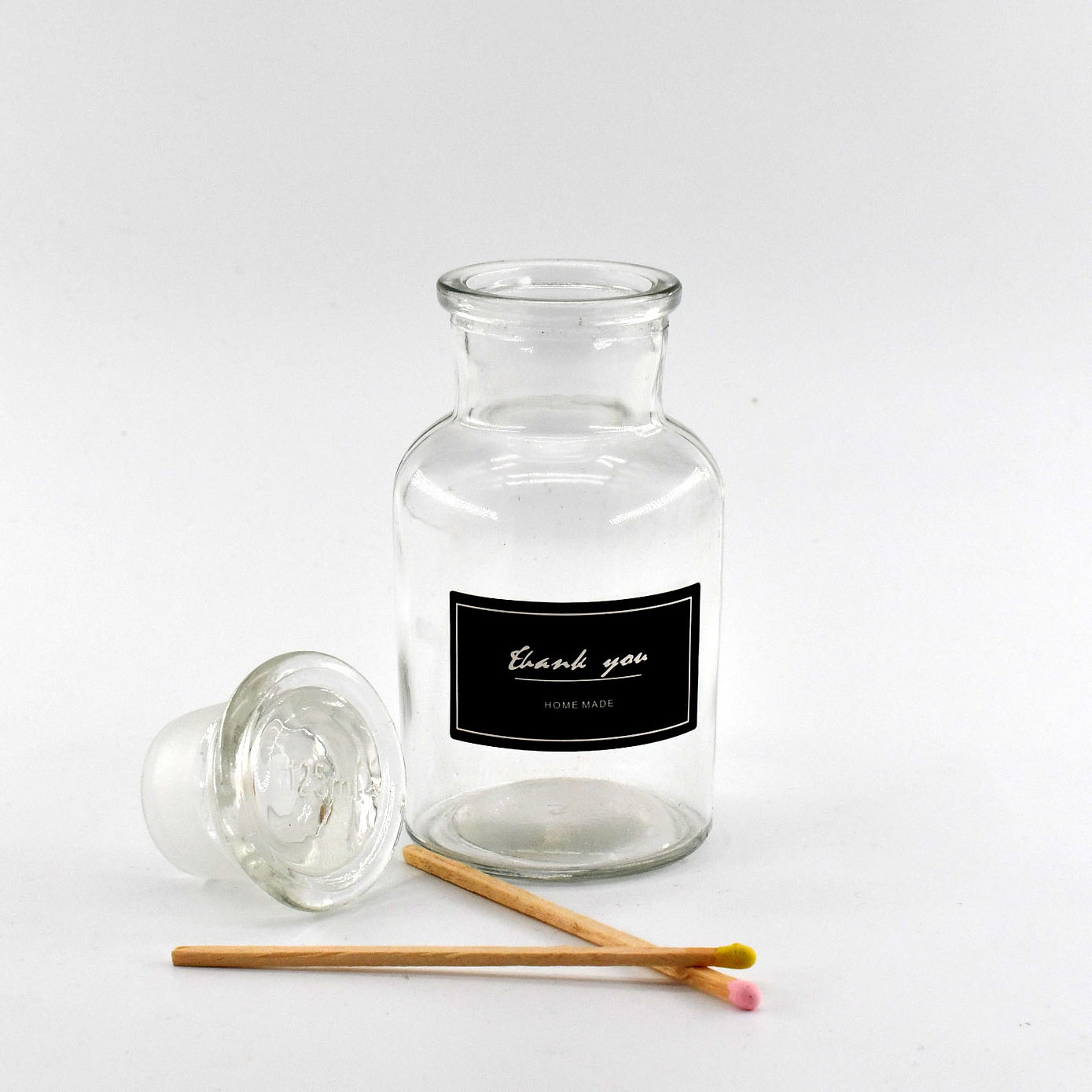 Matches Candle Jar with Strip Custom Design Large Glass Fireplace Matches Decorative Matches