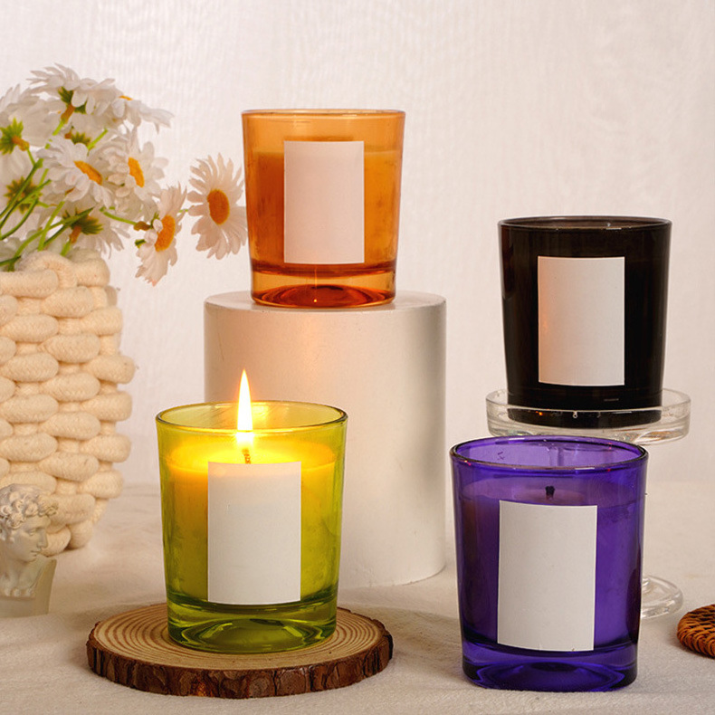 Luxury Colored Glass Soy Candles Scented Candle Vessel 140g 200g Scented Candles In Glass Jar