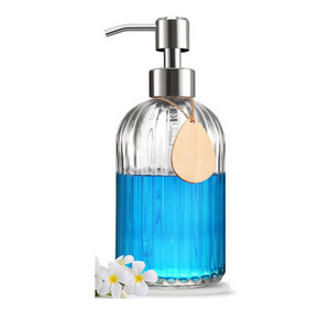 Clear Glass Refillable Hand Soap Dispenser Glass Shampoo Bottle With Stainless Steel Foam Pump