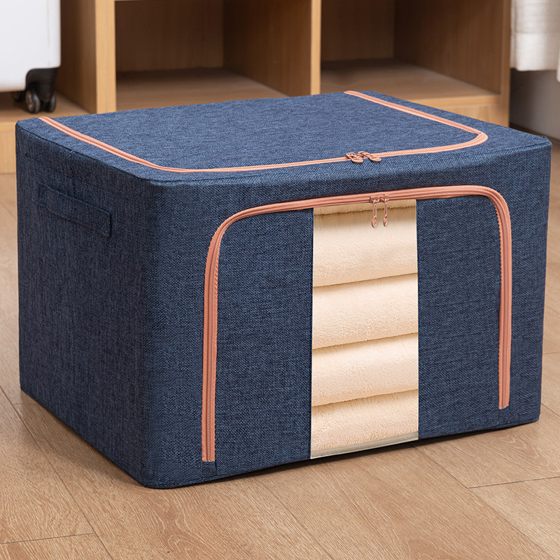 Wardrobe Foldable Cloth Storage Organizer Bag Large Capacity Waterproof Oxford Steel Frame Clothes Storage Box