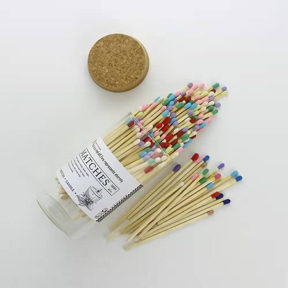 Custom Cheap Rainbow Safety Matches Candle Jar Matches Wholesale Colored Matches