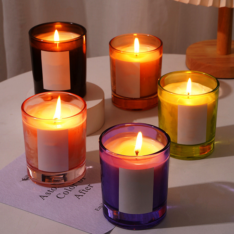 Luxury Colored Glass Soy Candles Scented Candle Vessel 140g 200g Scented Candles In Glass Jar