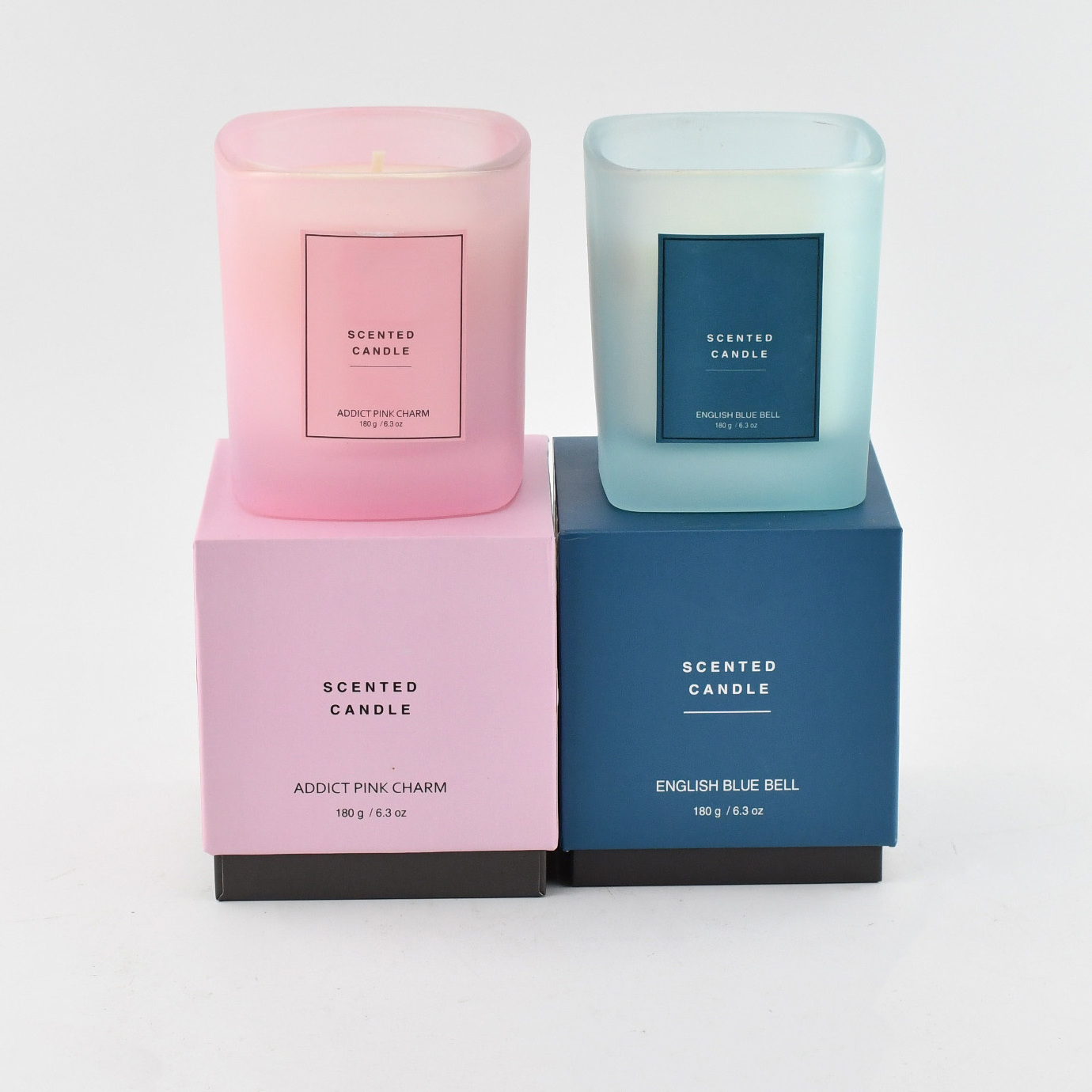 Wholesale Luxury Color 180g Soy Wax Scented Candle Square Thick Wall Glass Jar Scented Candles With Box For Home Decor