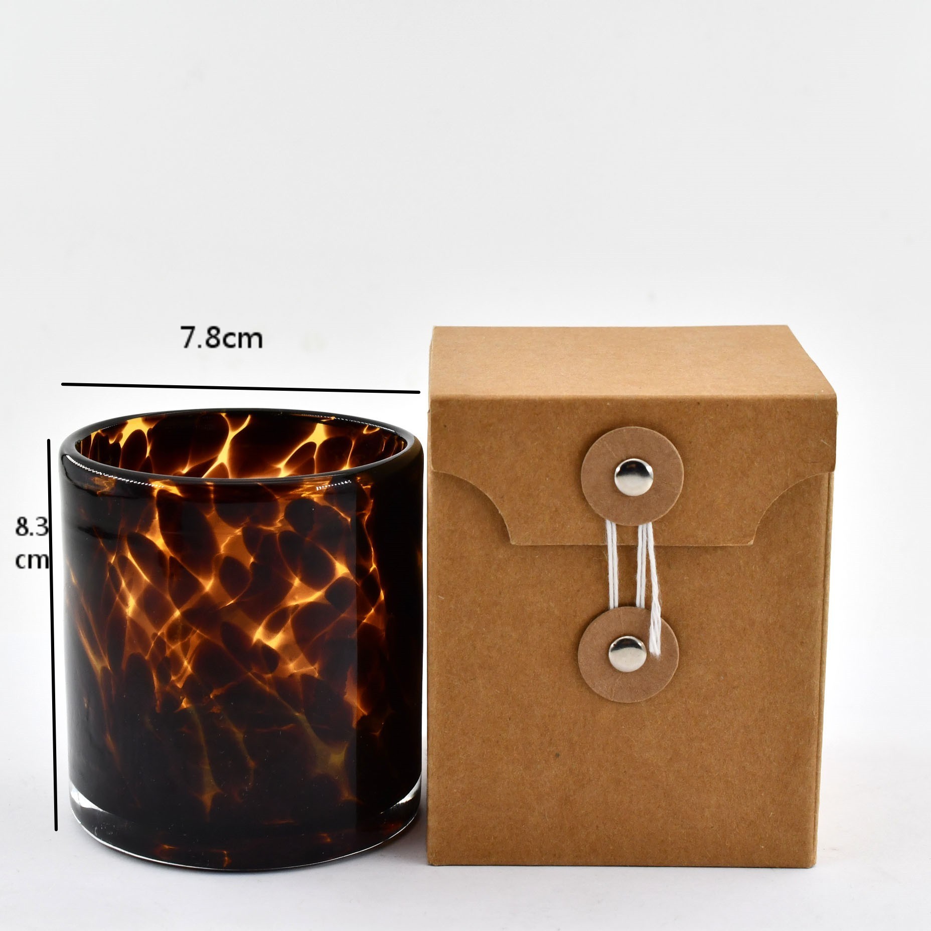 Customized Blown Clear Glass Candle Jar With High Quality Leopard Glass Candle Jar Handmade  Candle Holder For  Decoration