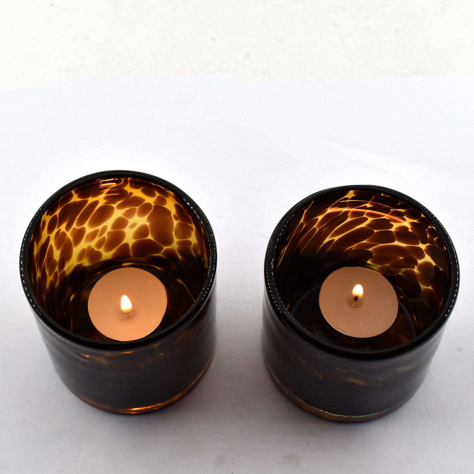 Customized Blown Clear Glass Candle Jar With High Quality Leopard Glass Candle Jar Handmade  Candle Holder For  Decoration