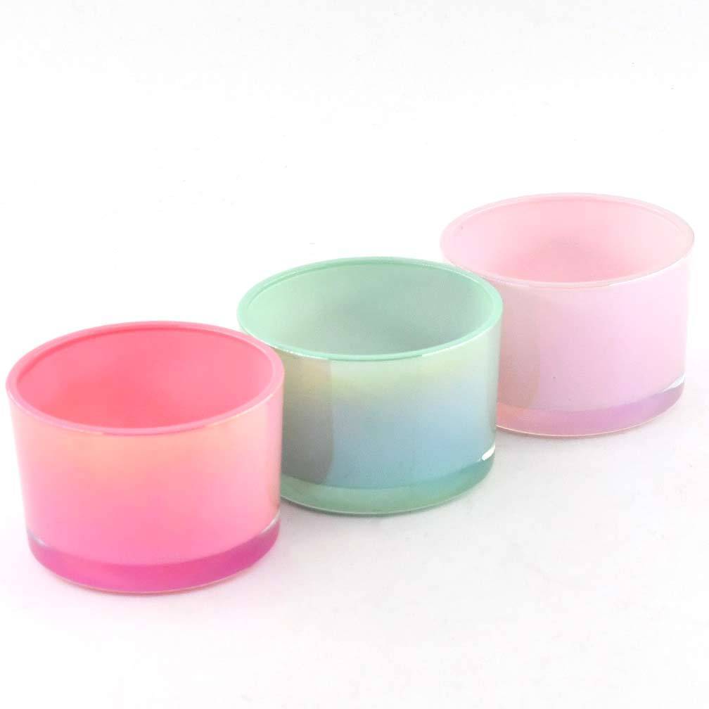 Wholesale Iridescent Holographic Small Tealight 0.9oz 35ml 510ml 17oz Coloured Glass Candle Jars