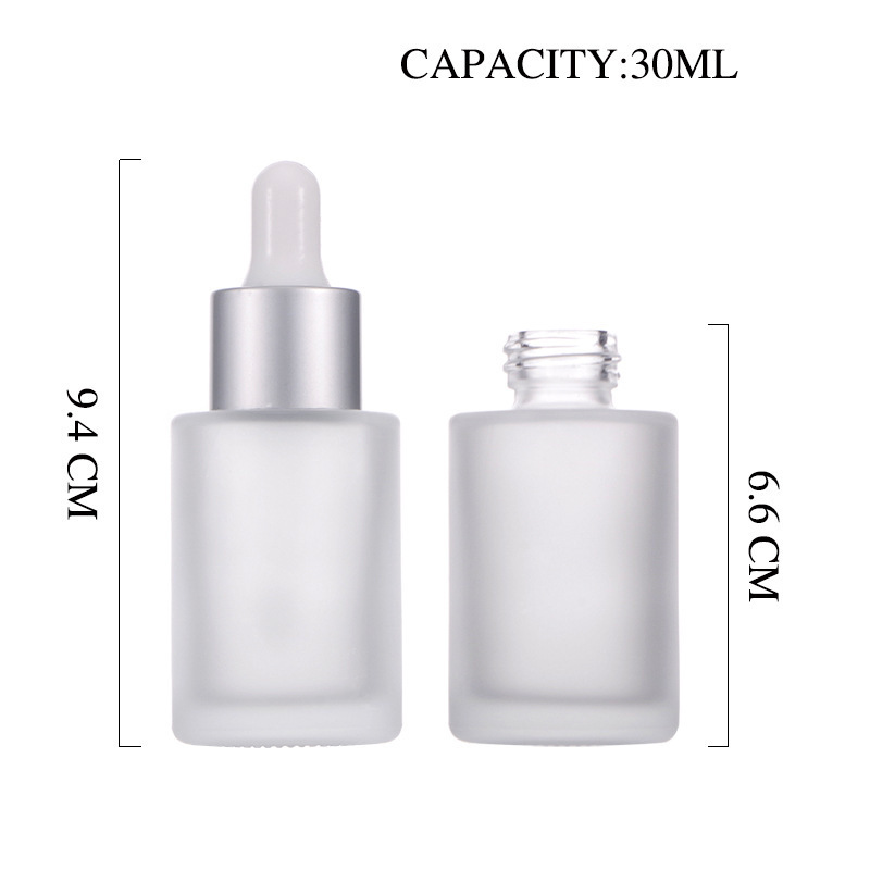 Classical Clear Frosted Cylinder Hair Beard Essential Oil Serum Bottle Amber Glass Bottle With Dropper Cosmetic Packing