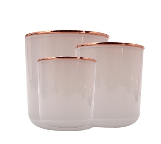 OEM Manufacture 8oz/ 9oz/ 10oz Wholesale Frosted White Arc Bottom Glass Candle Jars With Lids For Candle Making