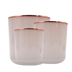 OEM Manufacture 8oz/ 9oz/ 10oz Wholesale Frosted White Arc Bottom Glass Candle Jars With Lids For Candle Making