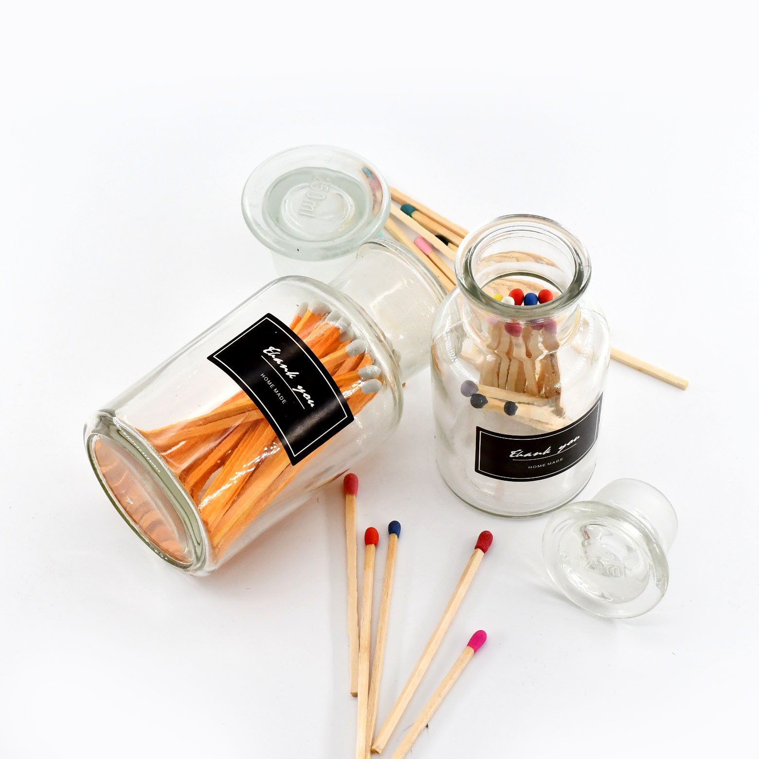 Matches Candle Jar with Strip Custom Design Large Glass Fireplace Matches Decorative Matches