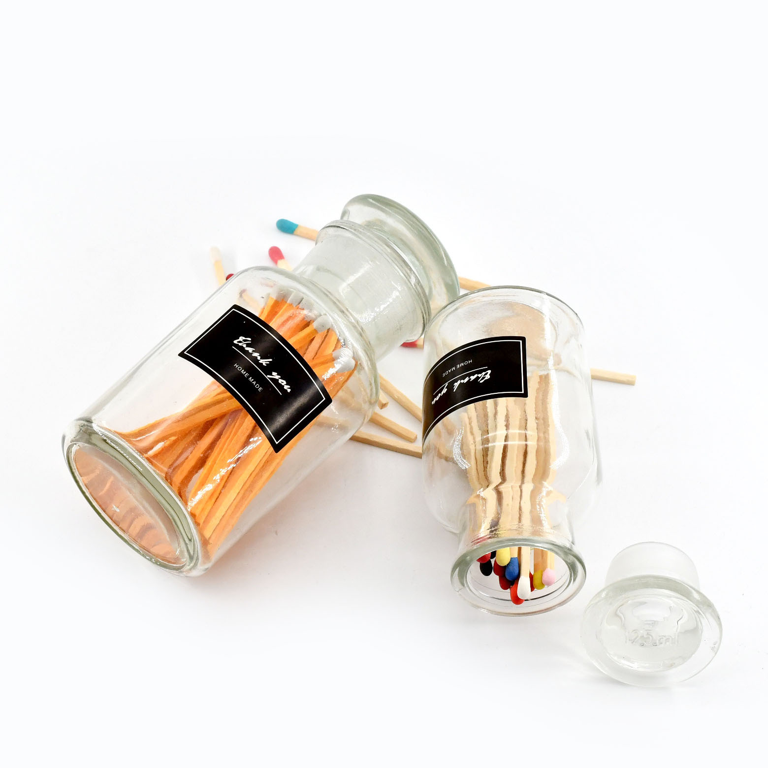 Matches Candle Jar with Strip Custom Design Large Glass Fireplace Matches Decorative Matches