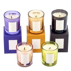 Luxury Colored Glass Soy Candles Scented Candle Vessel 140g 200g Scented Candles In Glass Jar