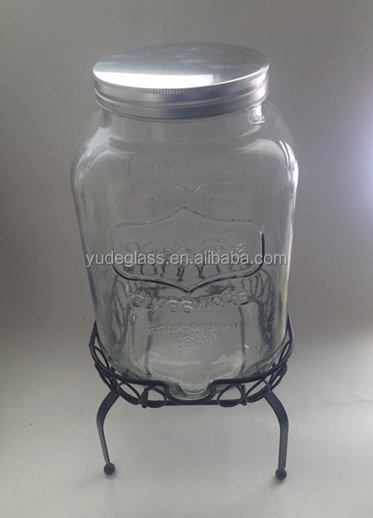 drink glass dispenser with 4 set mason jar with handle and glass jar with metal lid and sraw