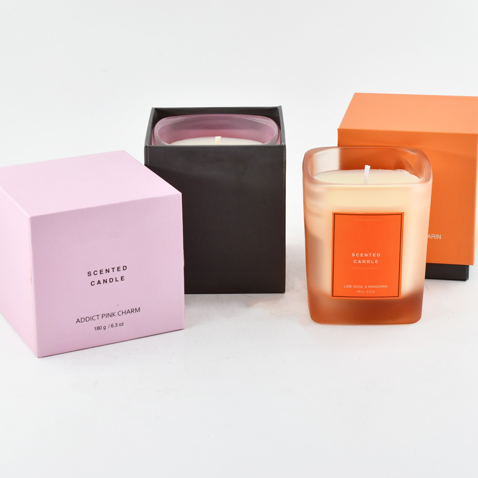 Wholesale Luxury Color 180g Soy Wax Scented Candle Square Thick Wall Glass Jar Scented Candles With Box For Home Decor