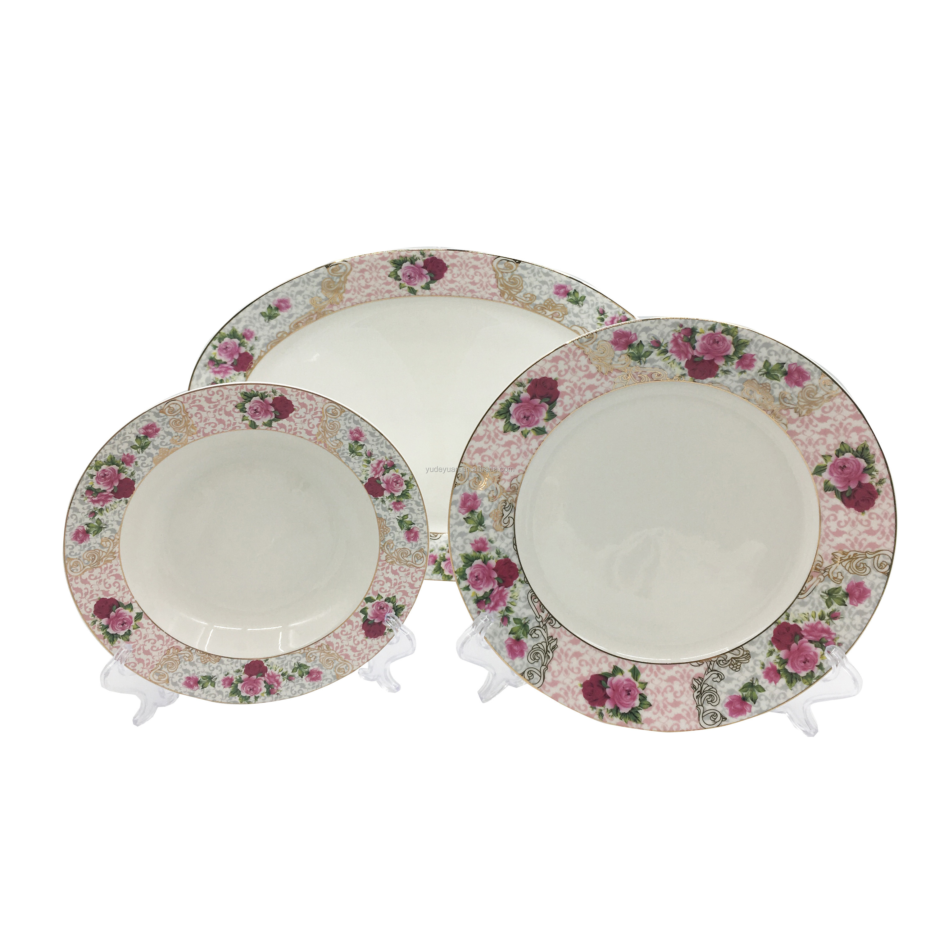 AB grade 61pcs 72pcs ceramic porcelain pink dinner sets in pakistan