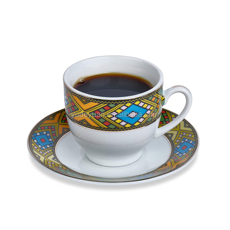 YDY ceramic classic sheba art eritrean ethiopian coffee cup set