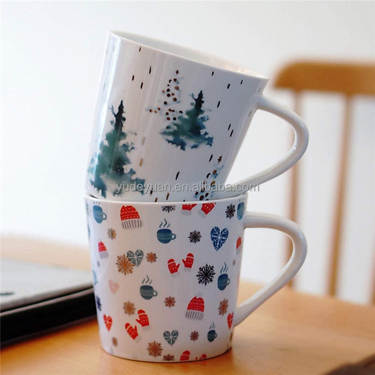 American thickened large capacity golden christmas snowman ceramic breakfast cup coffee water creative gift bulk christmas mugs