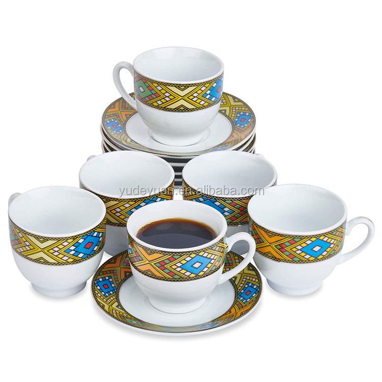 YDY ceramic classic sheba art eritrean ethiopian coffee cup set