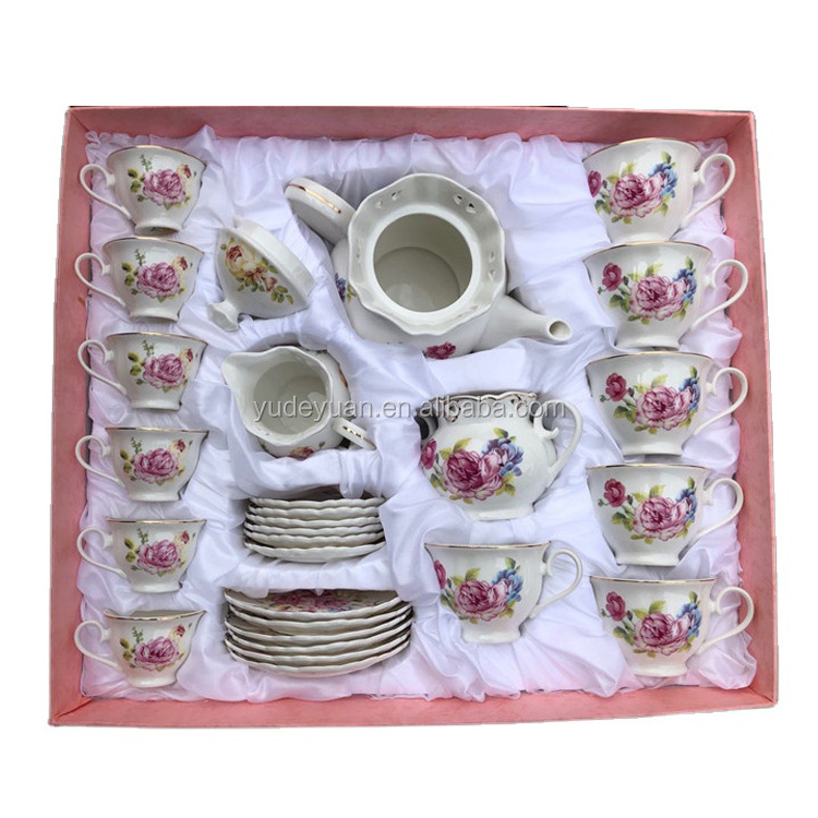 wholesale ceramic arabic turkish gold rim flower design modern design porcelain elegant new bone china coffee & tea sets